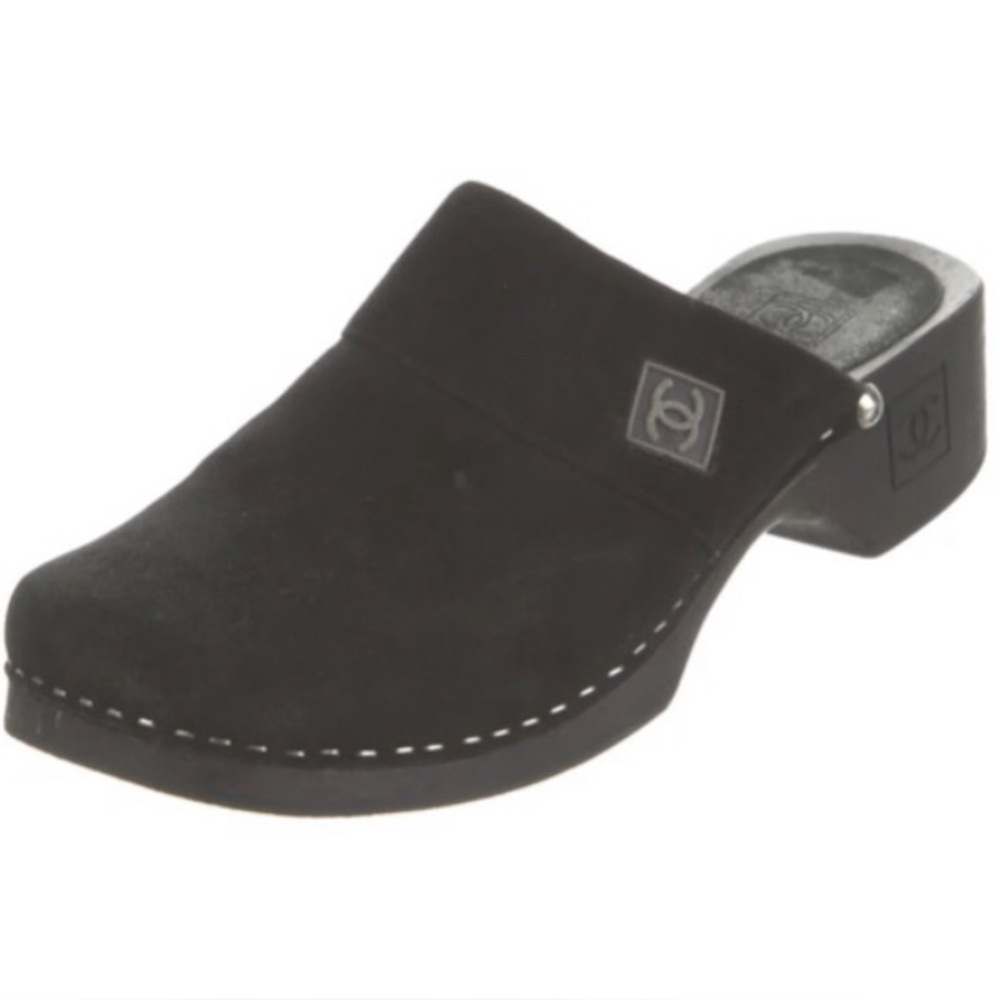 Chanel block heel size 39 chocolate brown mules/clogs